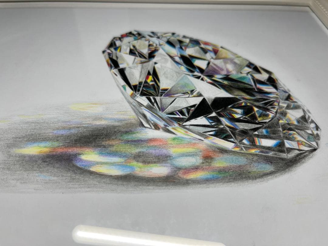 色鉛筆画 ダイヤモンド 宝石 原画 A4サイズ