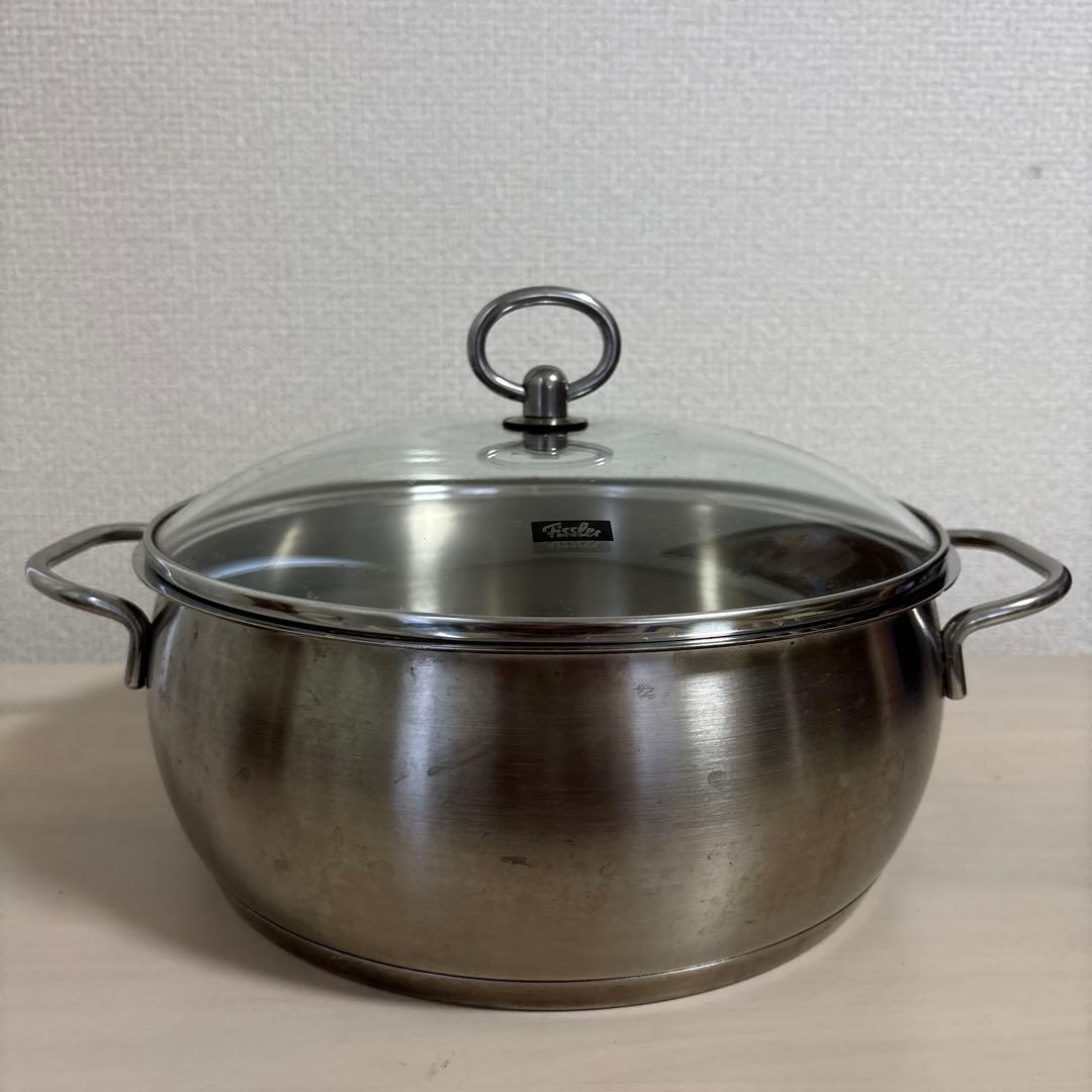 Fissler ステンレススチール 両手鍋 蓋付き