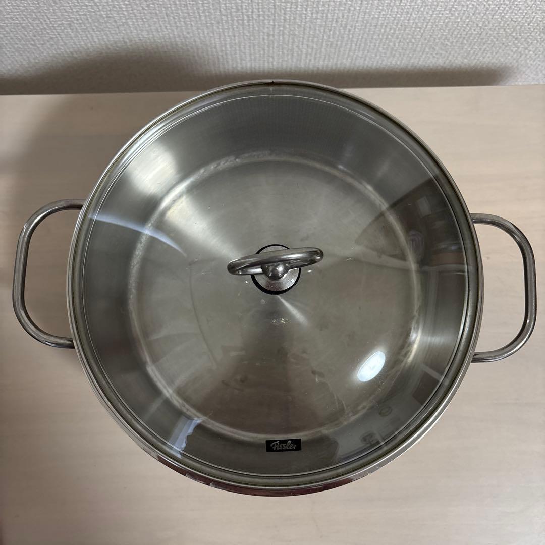 Fissler ステンレススチール 両手鍋 蓋付き