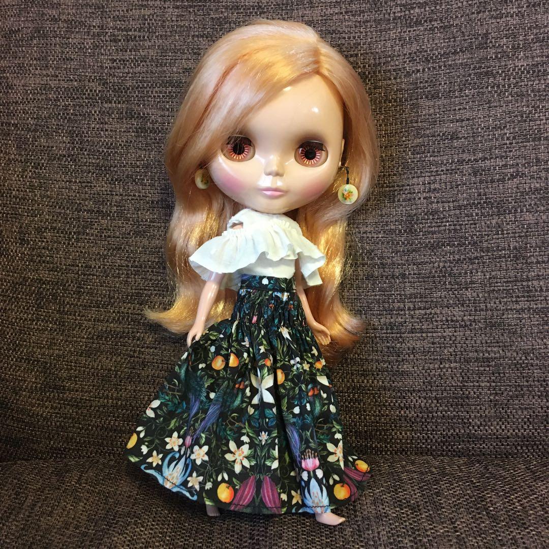 23 特別価格　夏柄ギャザーマキシスカート　リカちゃん　ブライス