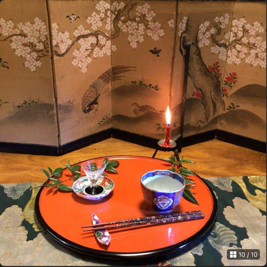 A887古伊万里　染錦手　窓絵　鳳凰　団龍　紋様　蕎麦猪口　向付　2客