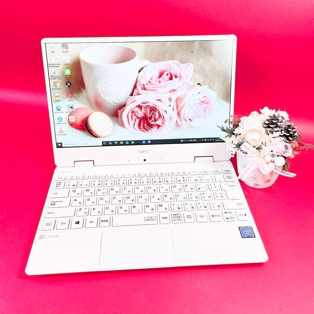 バッテリー良好❣️小型軽量✨️薄型ノートパソコン✨️可愛い白✨️サクサク動くSSDカメラ