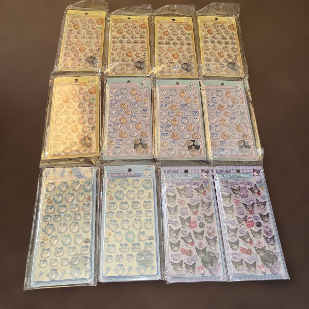 【正規品】ボンボンドロップシール　ハチワレ　うさぎ　クロミ　サンリオ　12枚