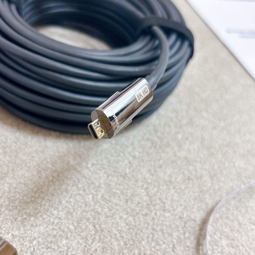 8K HD HDMIケーブル　光ファイバー　20M 配管用 着脱式　データ転送