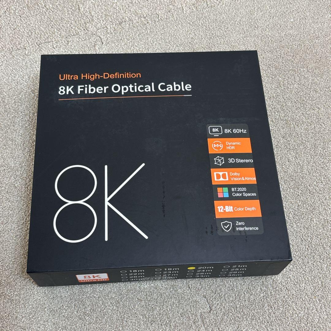 8K HD HDMIケーブル　光ファイバー　20M 配管用 着脱式　データ転送