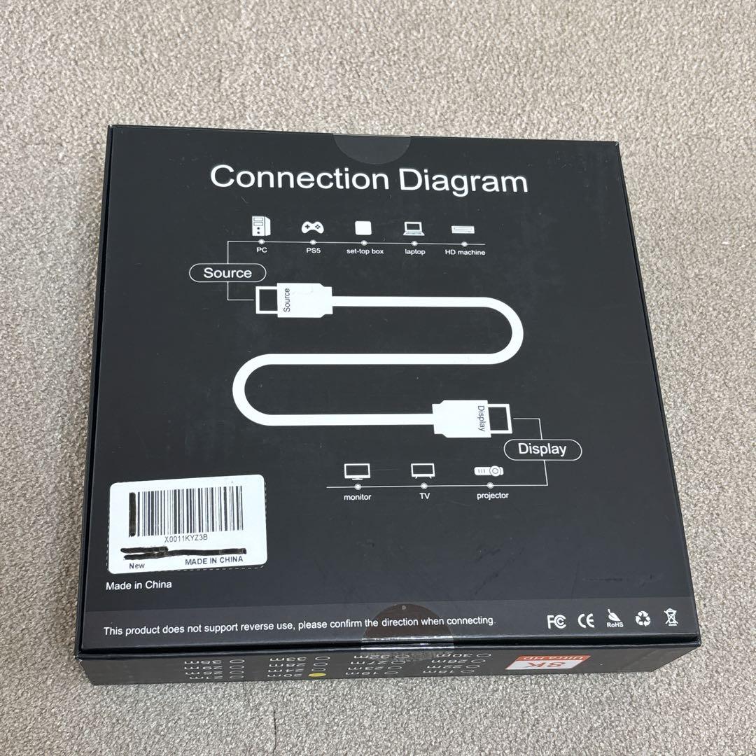 8K HD HDMIケーブル　光ファイバー　20M 配管用 着脱式　データ転送