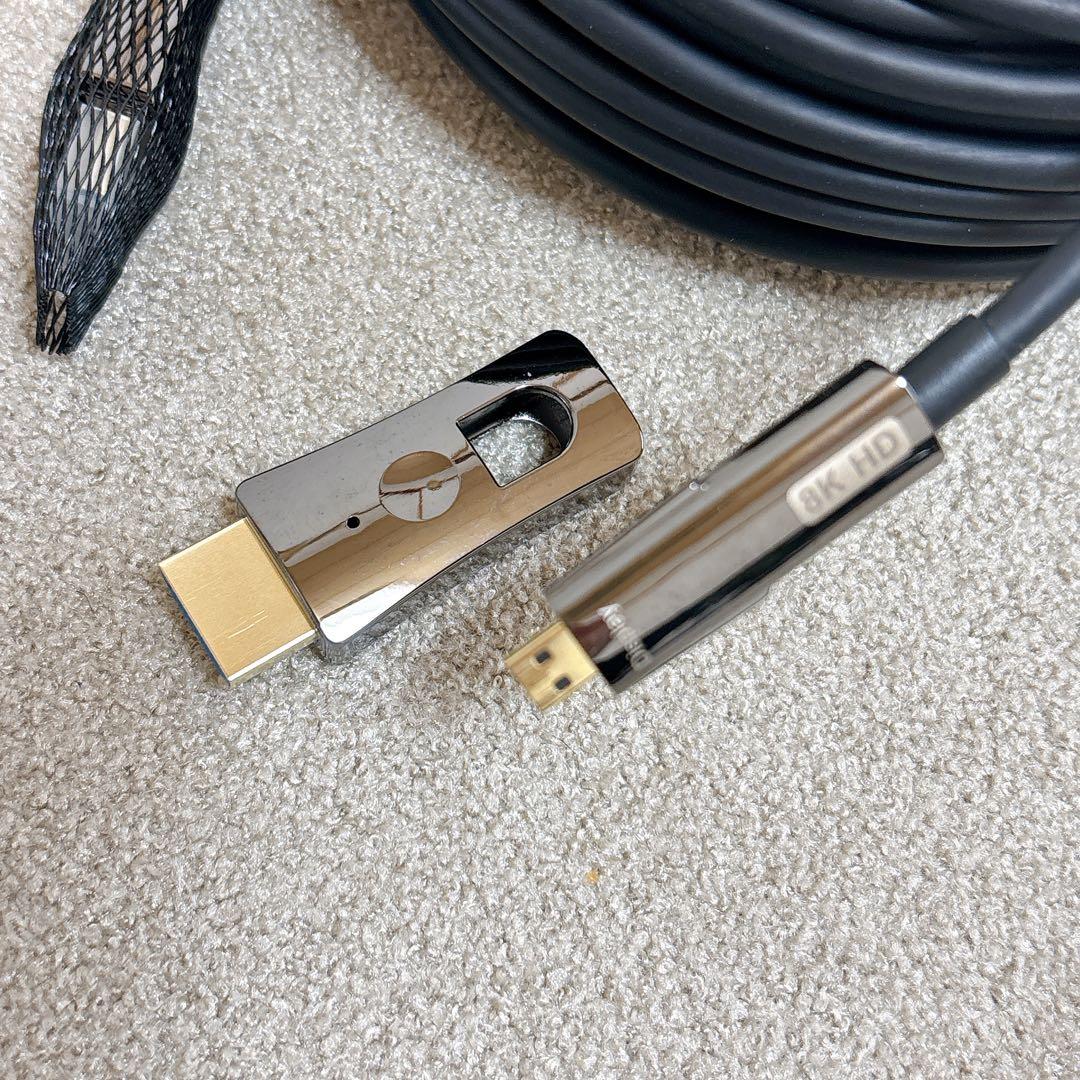 8K HD HDMIケーブル　光ファイバー　20M 配管用 着脱式　データ転送