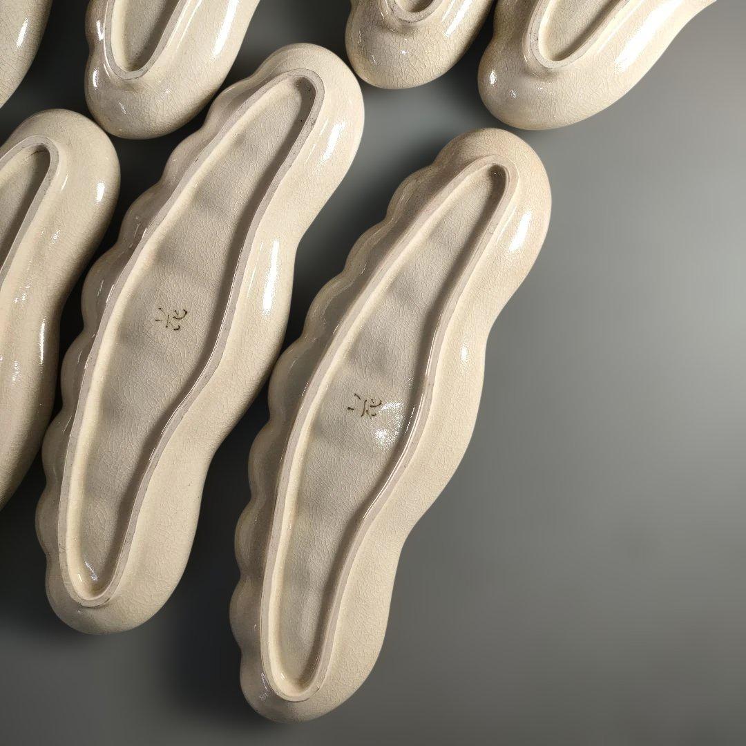 A1399-6/銘花/松形変形長皿7客/銘々皿/飾皿/盛皿/菓子皿/懐石道具