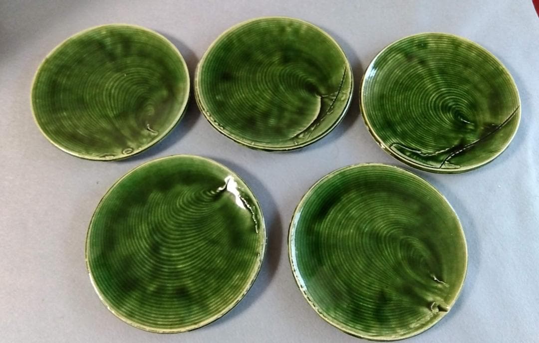 美濃焼の名工　大嶋久興　【子の日窯】　　織部　希少美品　中皿　5枚セット