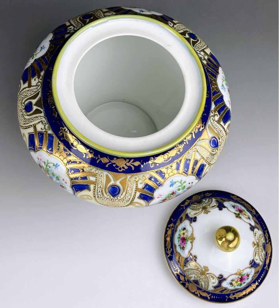 【希少】オールドノリタケ １８．３㎝ 金盛り 飾り壺 ビスケットジャー マルキ