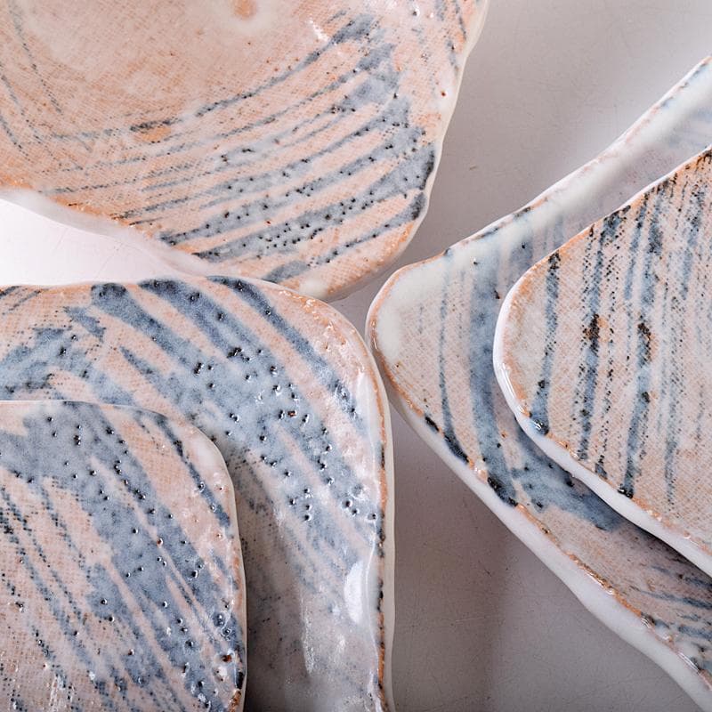 和食器　萩焼　吉田仙萩作　銘々皿　五客　共箱　C　R8215B