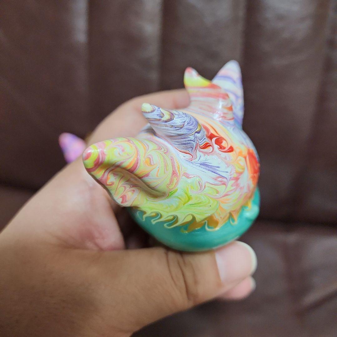 流体アート ユニークな手描きキャラクター3体セット