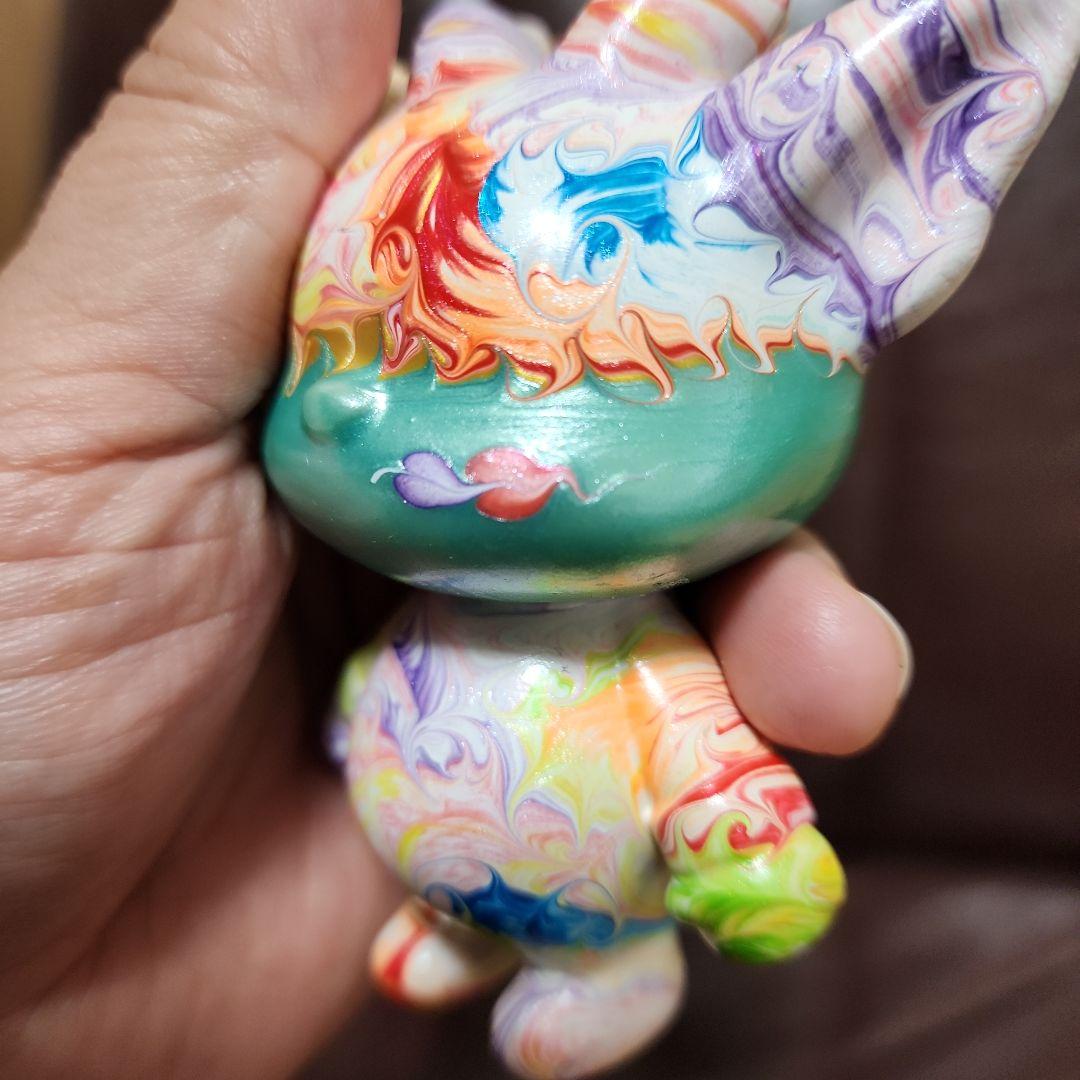 流体アート ユニークな手描きキャラクター3体セット