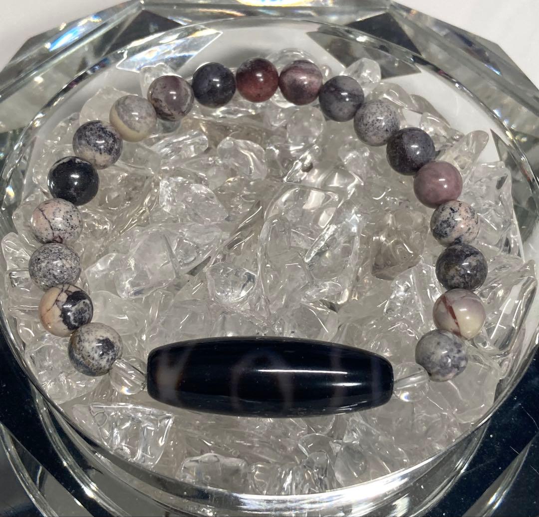 天然石　天珠　天地紋天珠　ポーセソンジャスパー　ブレスレット