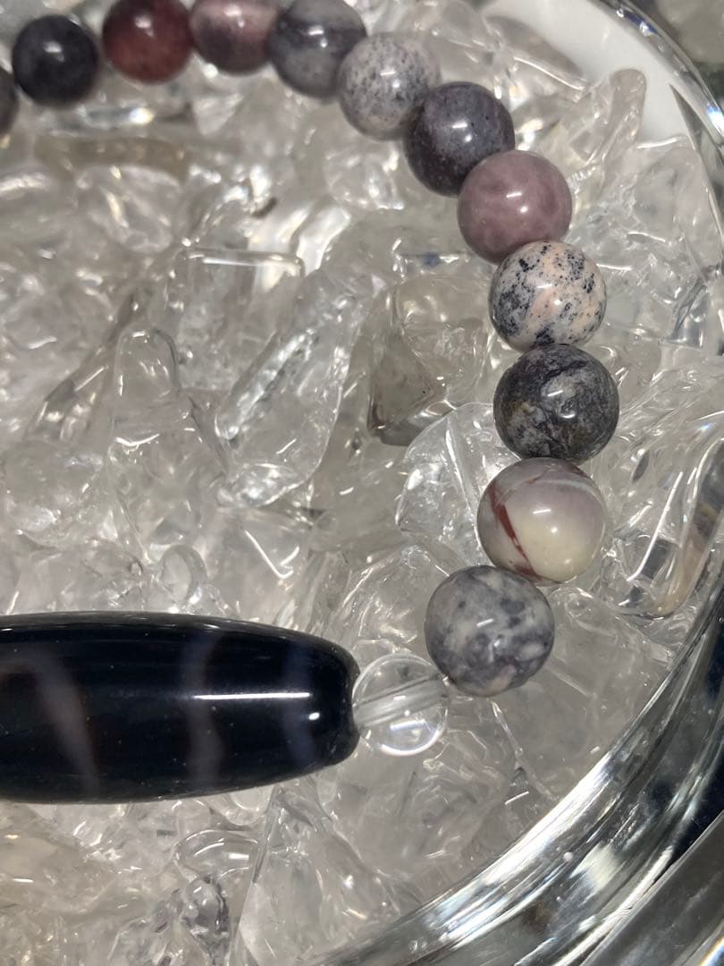 天然石　天珠　天地紋天珠　ポーセソンジャスパー　ブレスレット