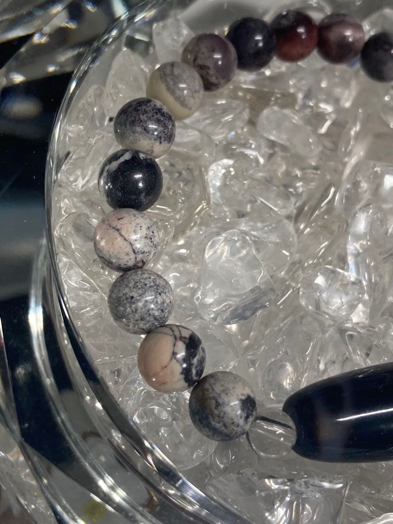 天然石　天珠　天地紋天珠　ポーセソンジャスパー　ブレスレット