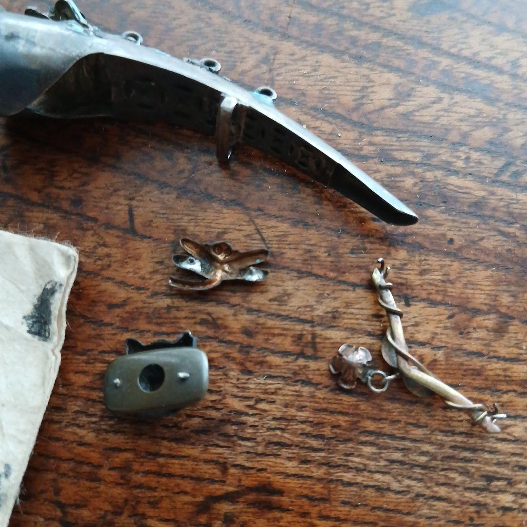 ジャンク！前金具、帯留めなど素材色々な飾りパーツまとめて うざぎ