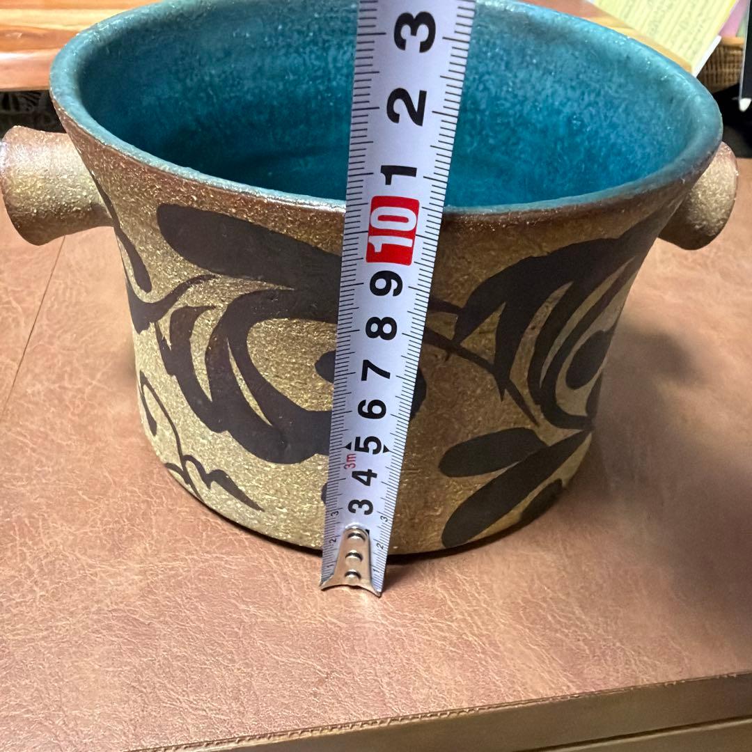 【新品】　沖縄やちむん　陶器　手描き　アイスペール　ワイン　シャンパンクーラー