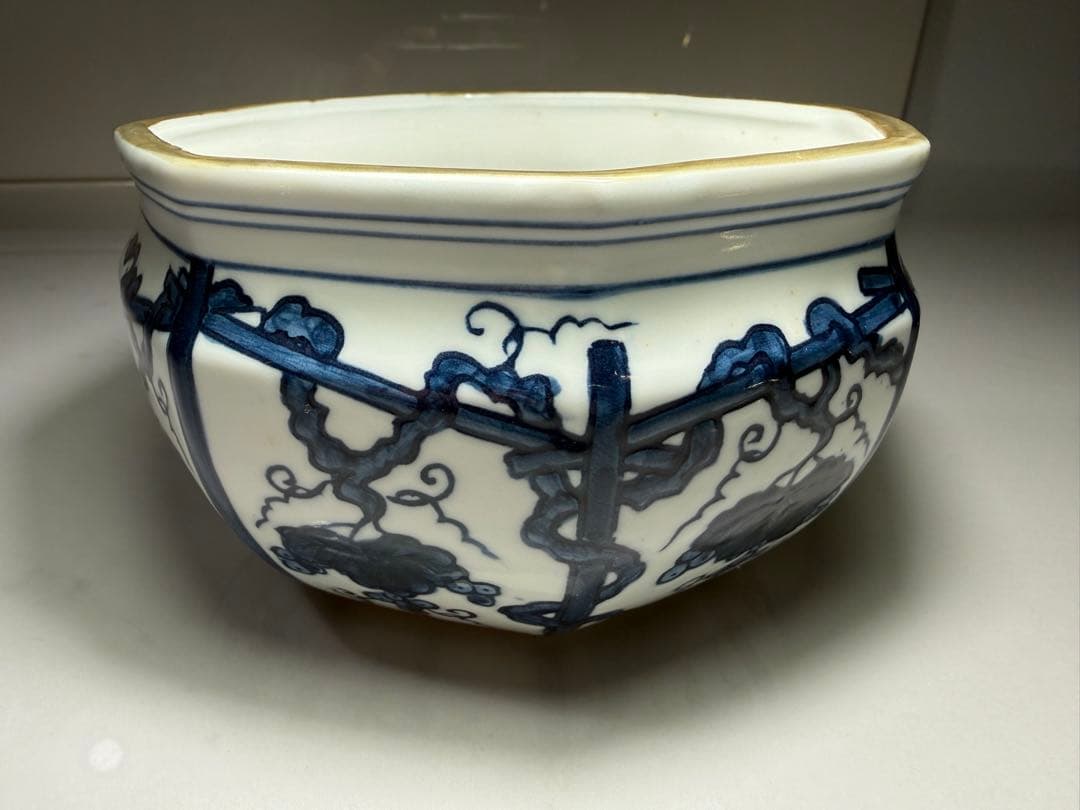 皆具　『平安　鈴木康月造』『染付』『ぶどう棚皆具』　共箱　茶道具