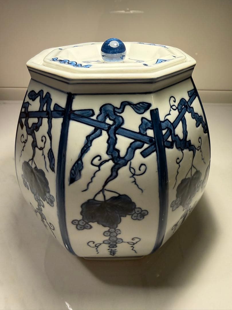 皆具　『平安　鈴木康月造』『染付』『ぶどう棚皆具』　共箱　茶道具