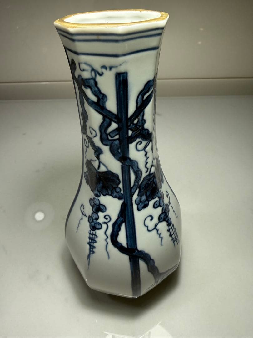 皆具　『平安　鈴木康月造』『染付』『ぶどう棚皆具』　共箱　茶道具