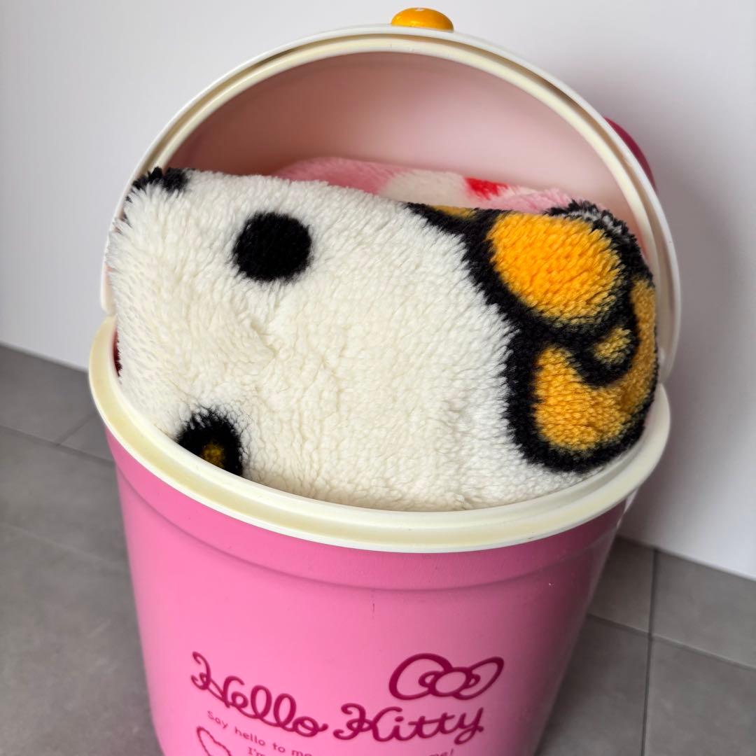 ハローキティ キティ＆ミミィ ブランケット　ゴミ箱 2点サンリオ　平成レトロ