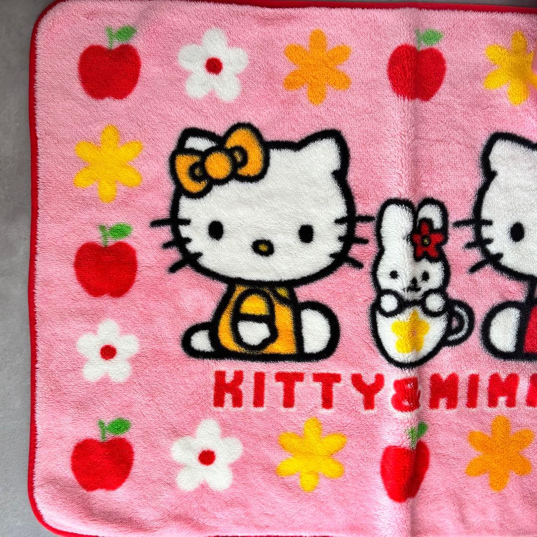 ハローキティ キティ＆ミミィ ブランケット　ゴミ箱 2点サンリオ　平成レトロ