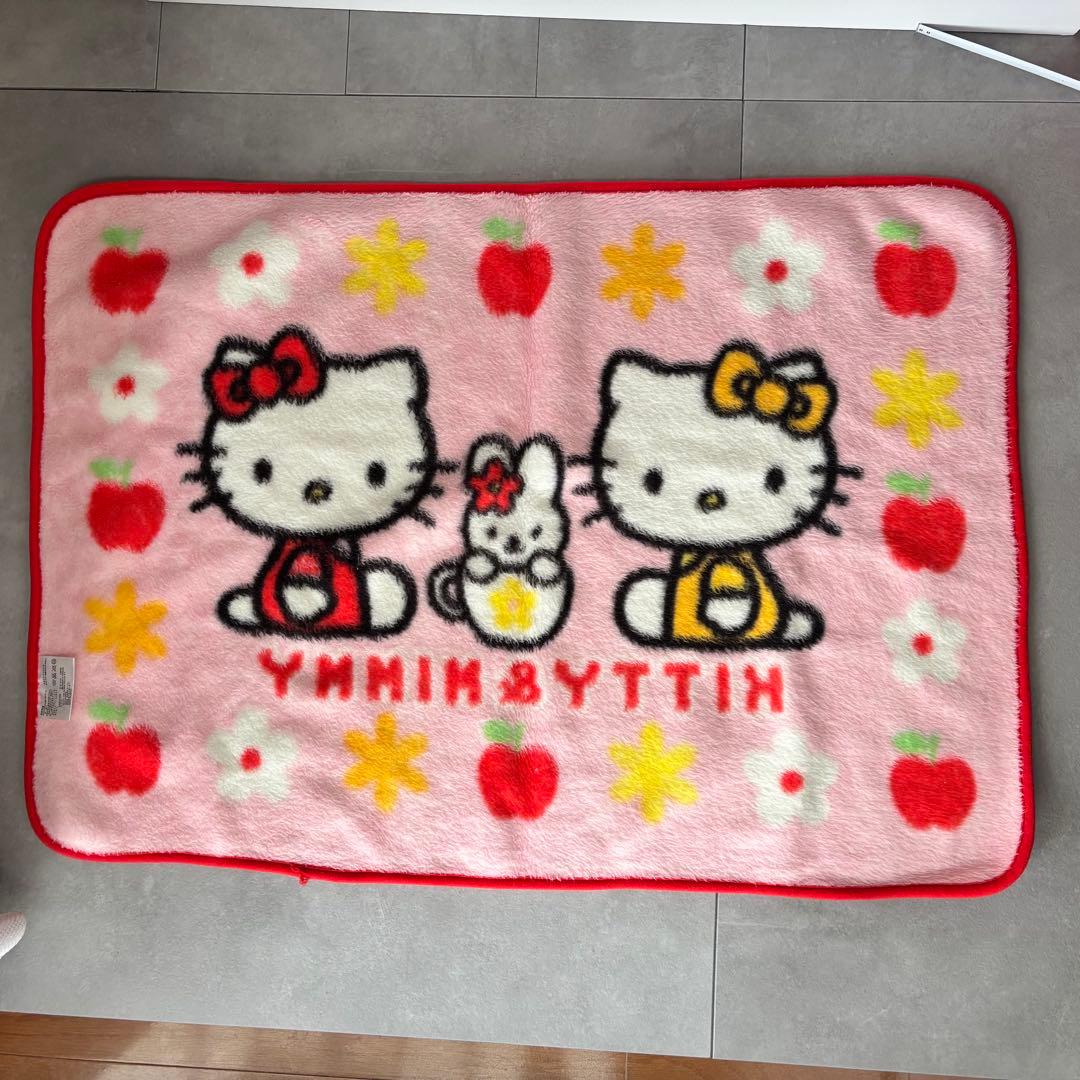 ハローキティ キティ＆ミミィ ブランケット　ゴミ箱 2点サンリオ　平成レトロ