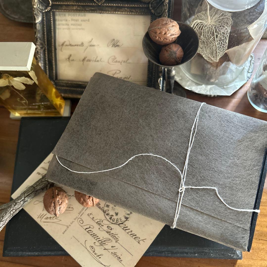 errer シルクオーガンジー 襟 壁掛け 筆記体 植物標本 アンティーク BK