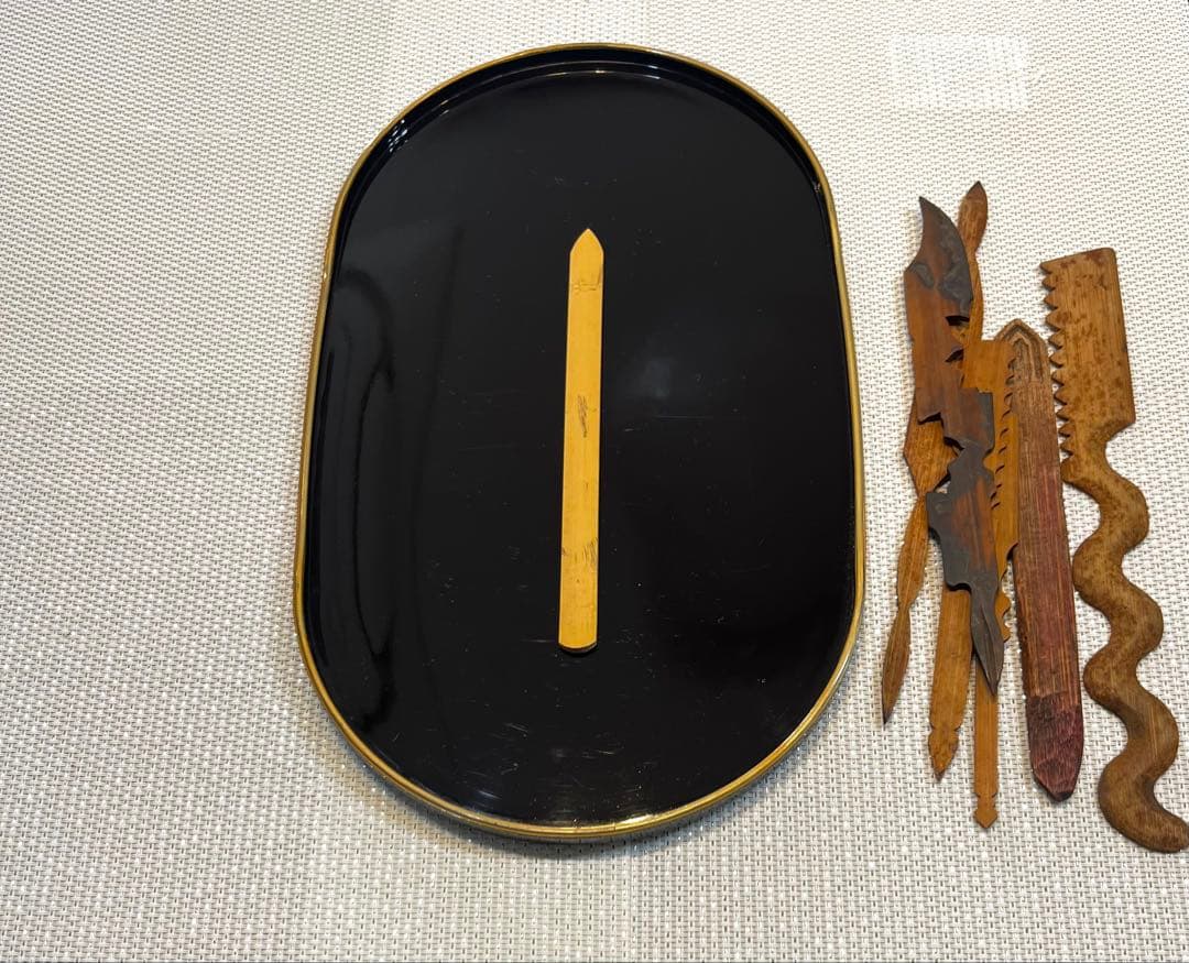 和菓子　(和菓子職人専門道具）木製煉り切り細工へら7点セット(中古）