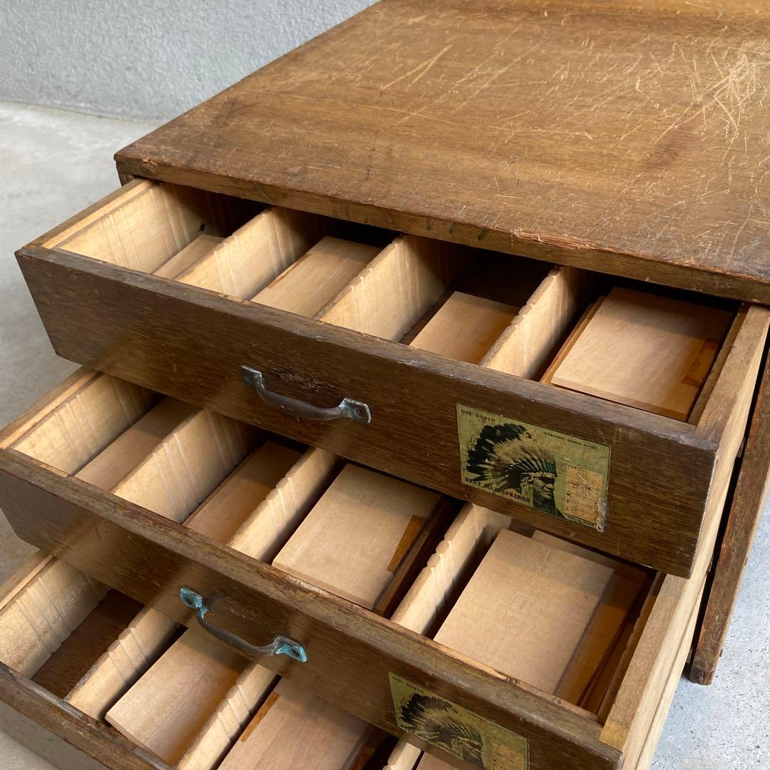 【アンティーク】木製引き出し　三杯