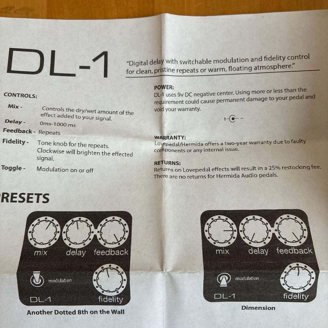 美品 Lovepedal DL-1 デジタルディレイ