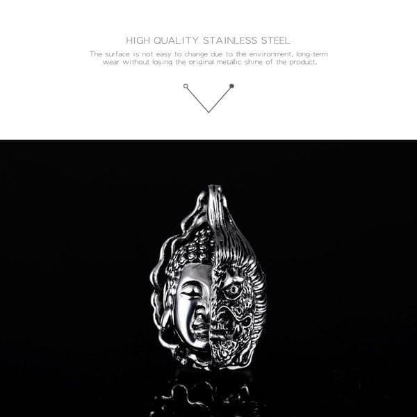 ペンダント ネックレス 半面 阿修羅 仏像 観音 悪魔　鬼と仏　奇妙な半面