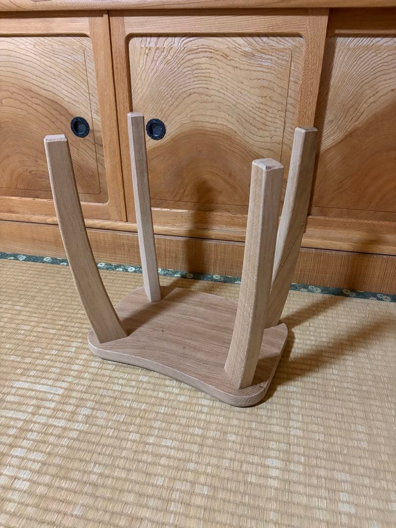 1390建具屋58年のおじいさんの手作り木製サイドテーブル、イス、スツール
