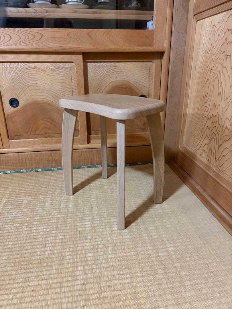 1390建具屋58年のおじいさんの手作り木製サイドテーブル、イス、スツール