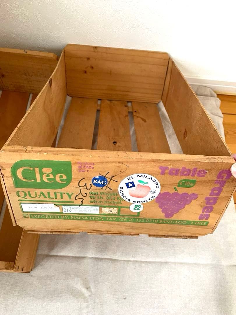 ヴィンテージ木製ボックス　アンティーク木箱　果物　小物入れ　収納