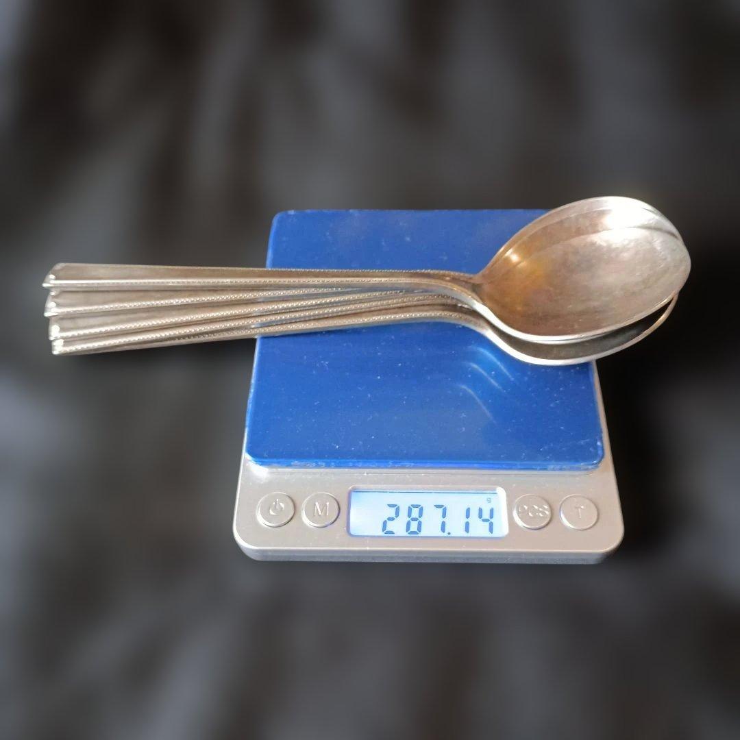 アンティーク金属製細長スプーン 5本セット287㌘