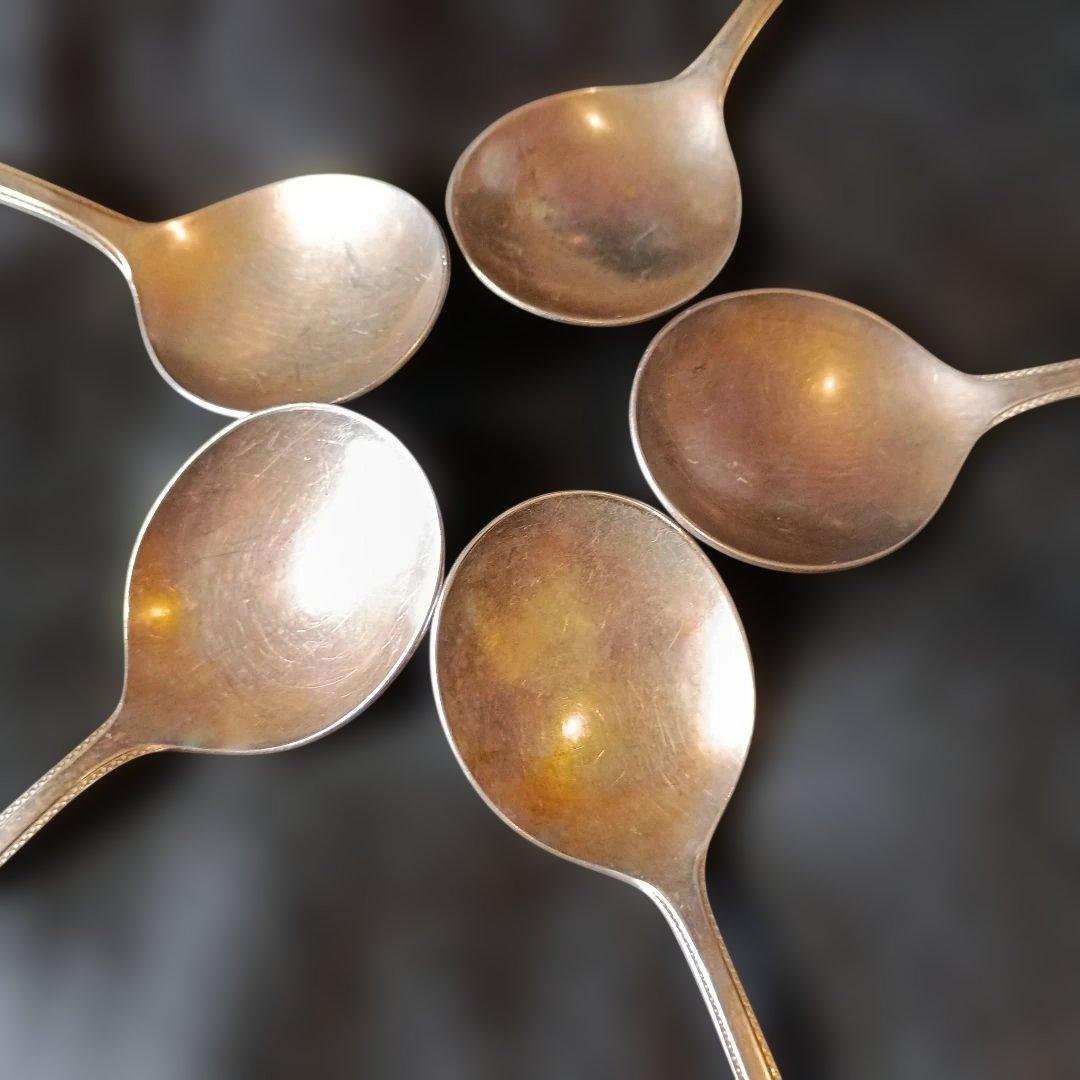 アンティーク金属製細長スプーン 5本セット287㌘