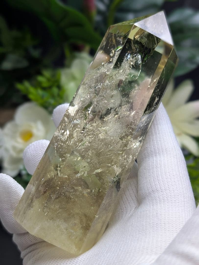 高級208g 虹 シトリン ポイント クラスター Point 柱 gi3