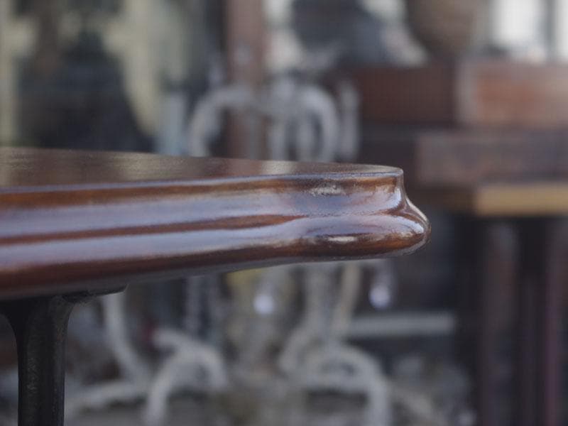 優美な曲線 木製テーブル 鉄脚 鋳物 ミシン脚