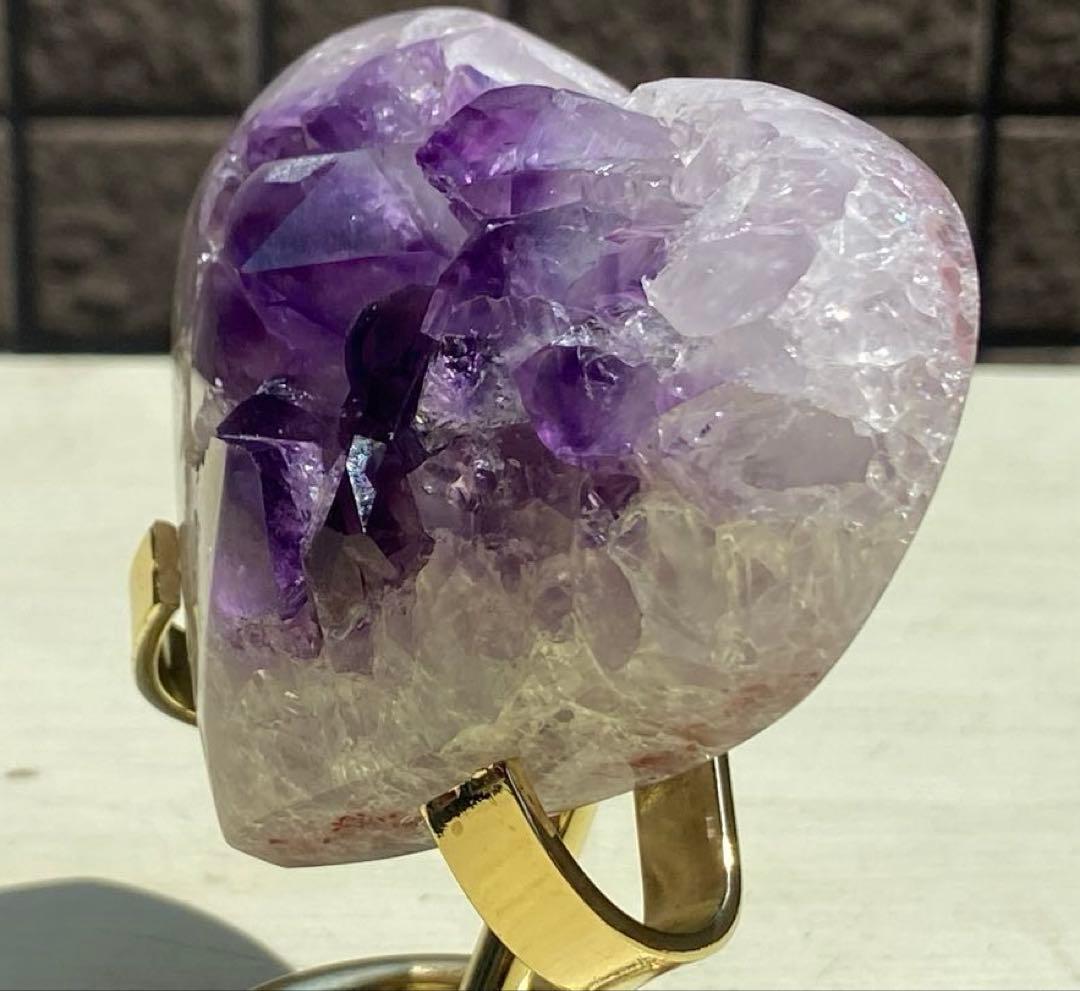 最高品質！ウルグアイ産⭐虹入り！アメジストハート⭐ピンクアメジスト 共生RM13