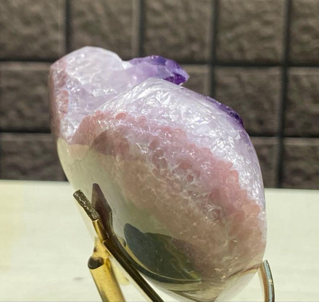 最高品質！ウルグアイ産⭐虹入り！アメジストハート⭐ピンクアメジスト 共生RM13