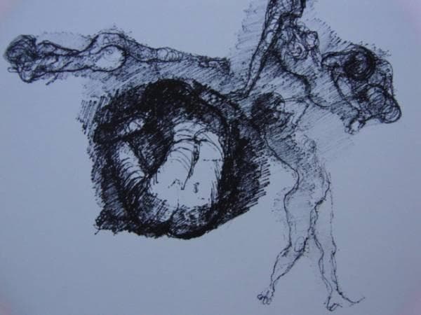 柳原義達、群像C、希少・大判画集画、新品高級額、額装付、状態良好