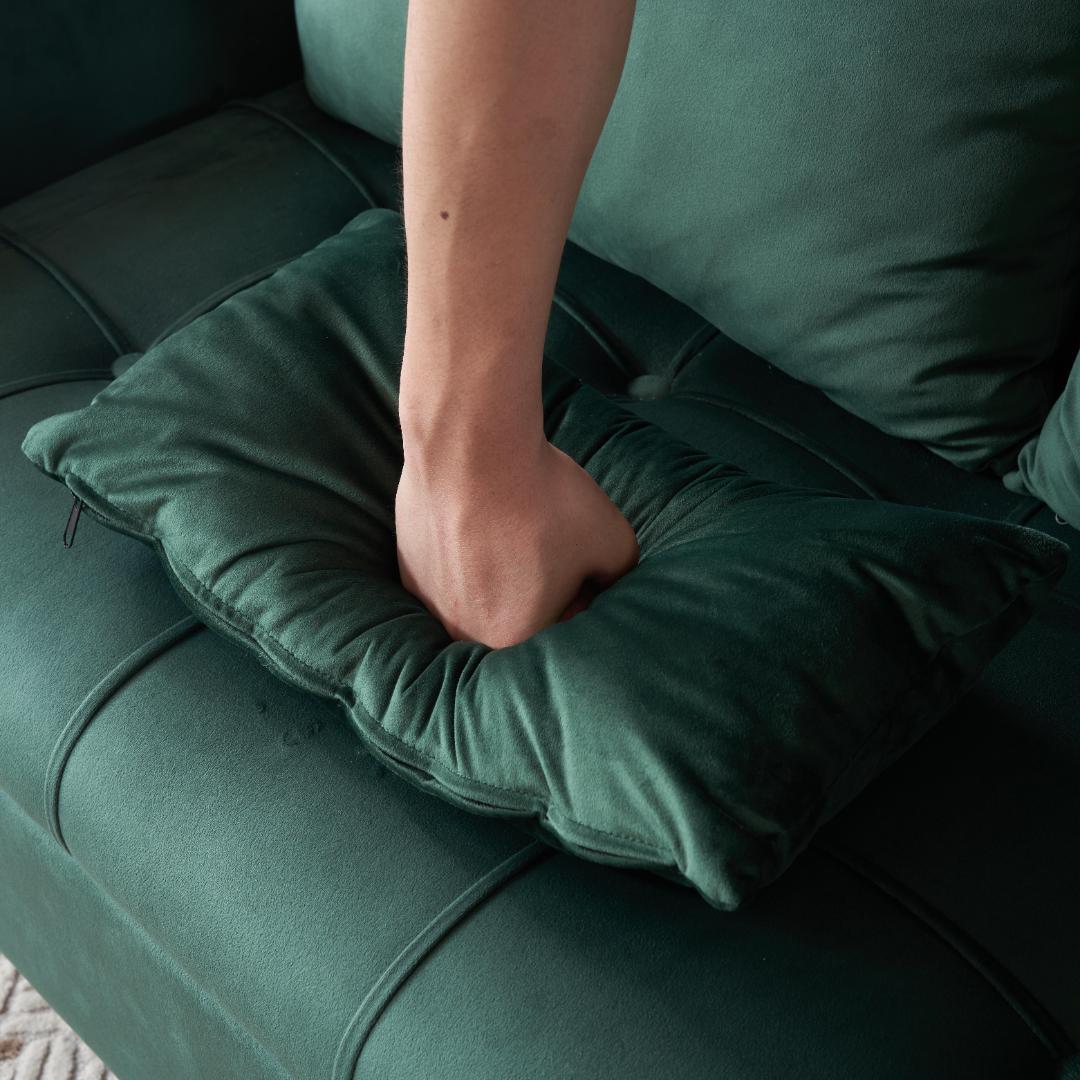 【新品】収納付き2人掛けソファ クッション4個&金属脚付き