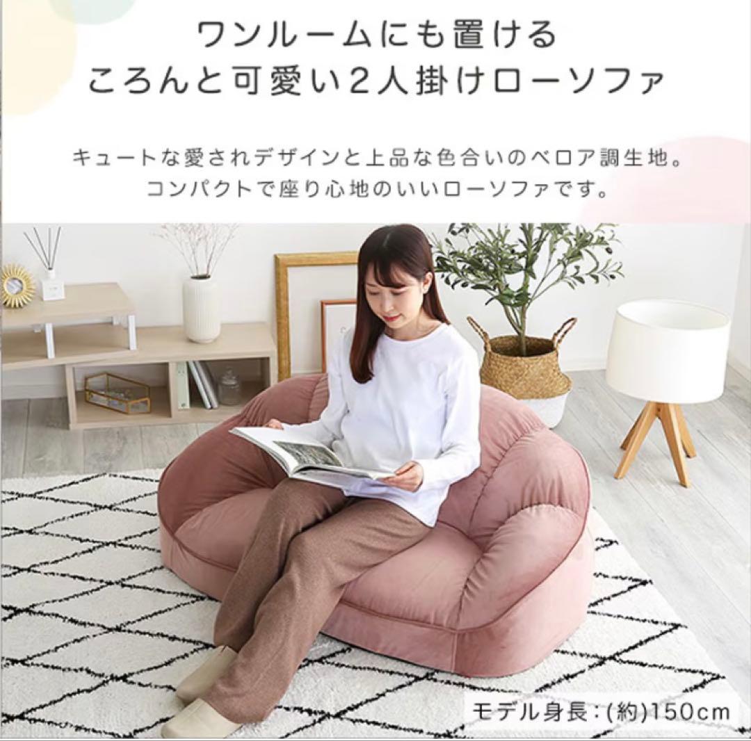 2月末まで値下げ　2人掛けローソファ ベージュ