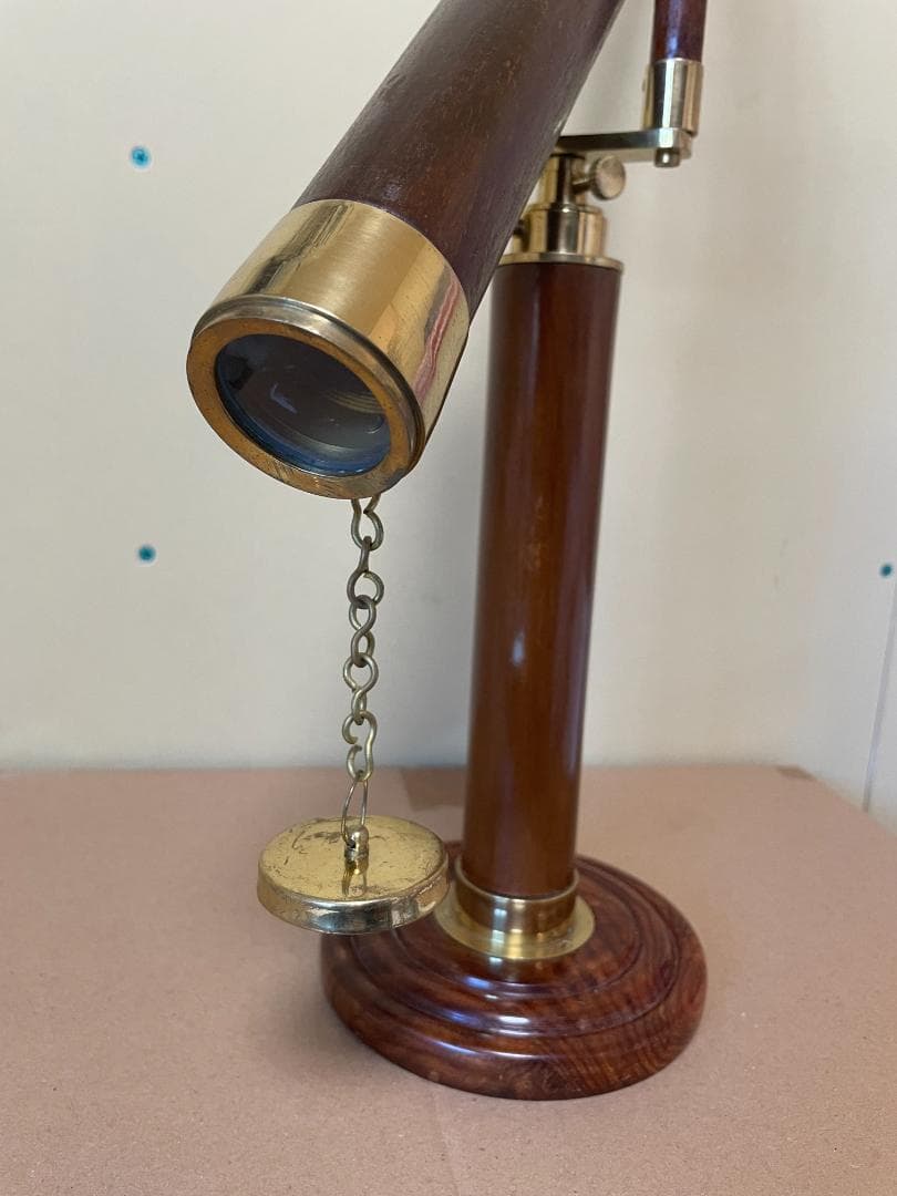 【美品】 真鍮 & 木製 望遠鏡 マリンインテリア 航海用品 アンティーク