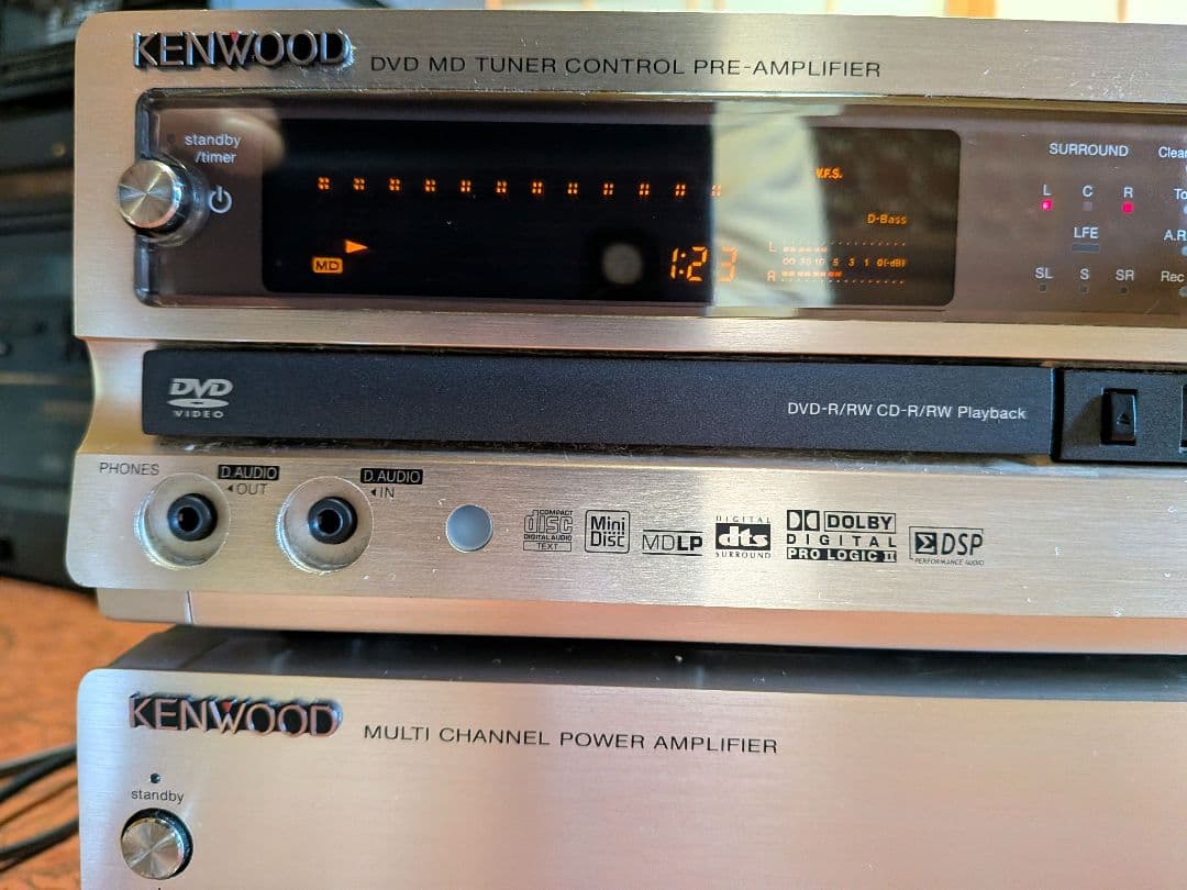 ★KENWOOD DVD MD TUNERコントロールプリアンプ、パワーアンプ