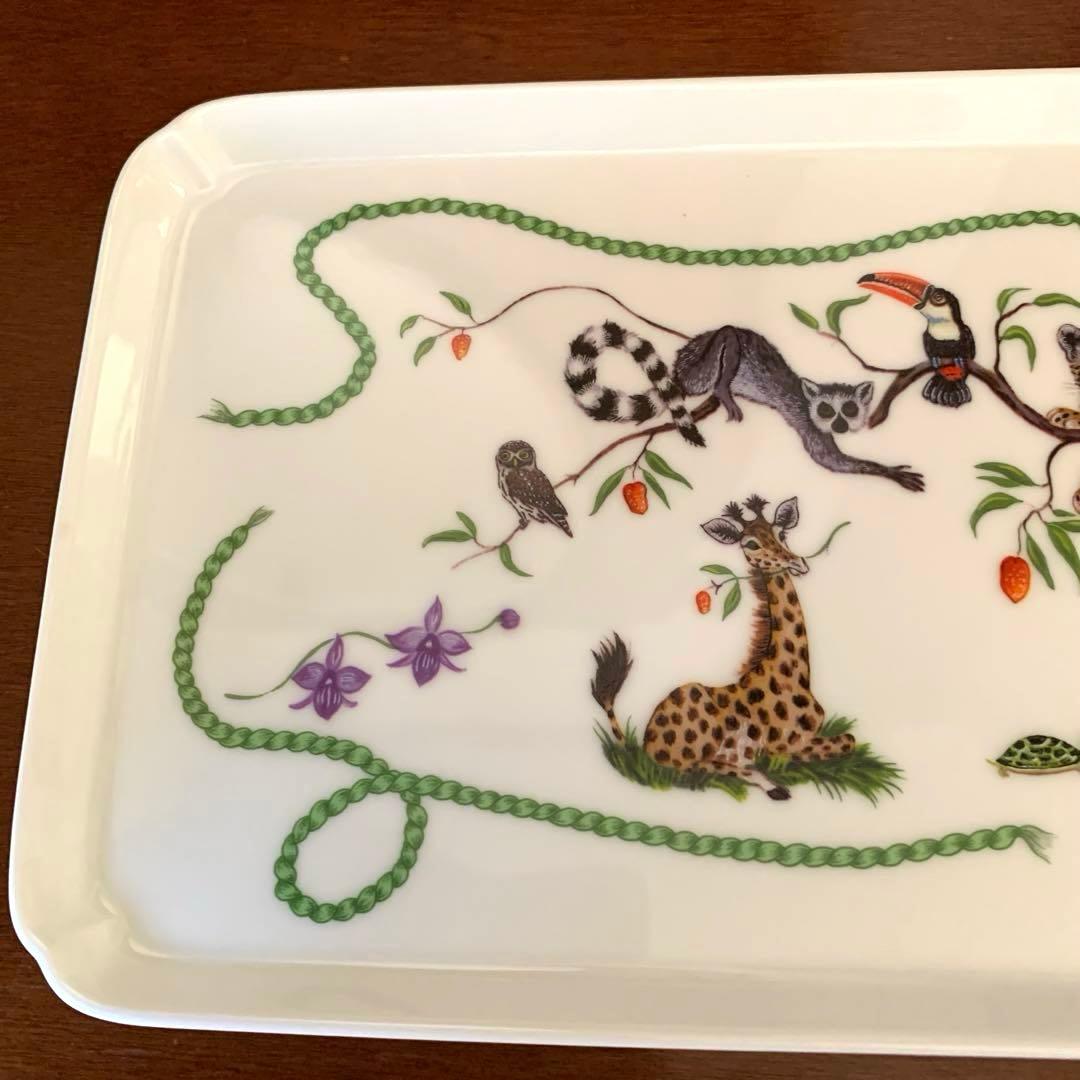 リンチェイスLynnChaseジャングルパーティー豹パンダ動物柄角皿 横浜増田窯