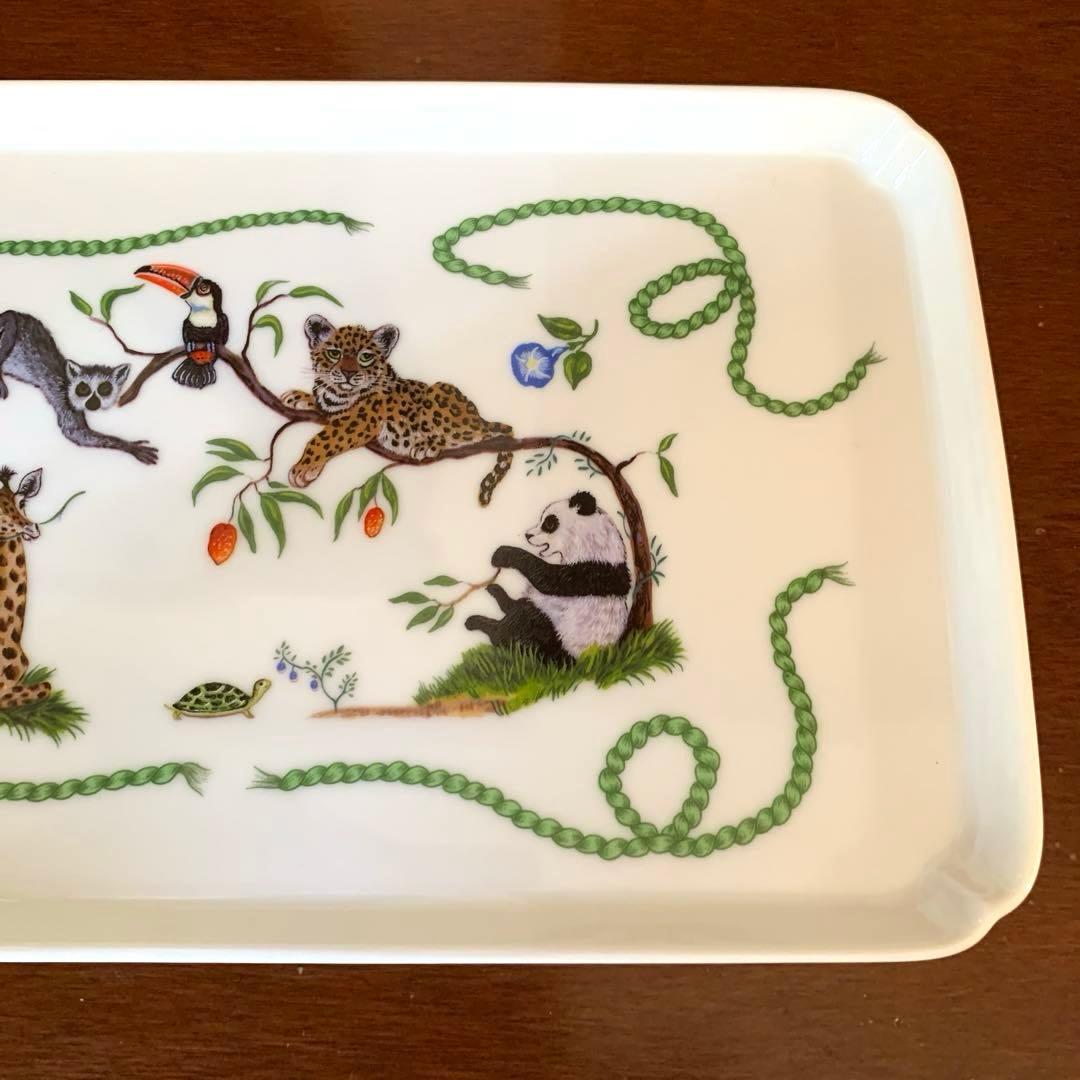 リンチェイスLynnChaseジャングルパーティー豹パンダ動物柄角皿 横浜増田窯