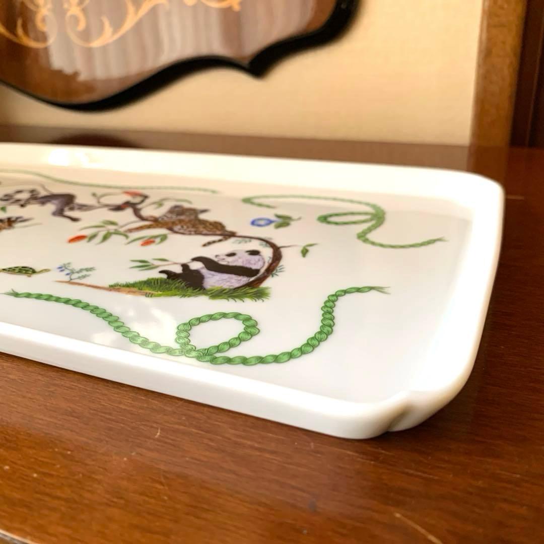 リンチェイスLynnChaseジャングルパーティー豹パンダ動物柄角皿 横浜増田窯